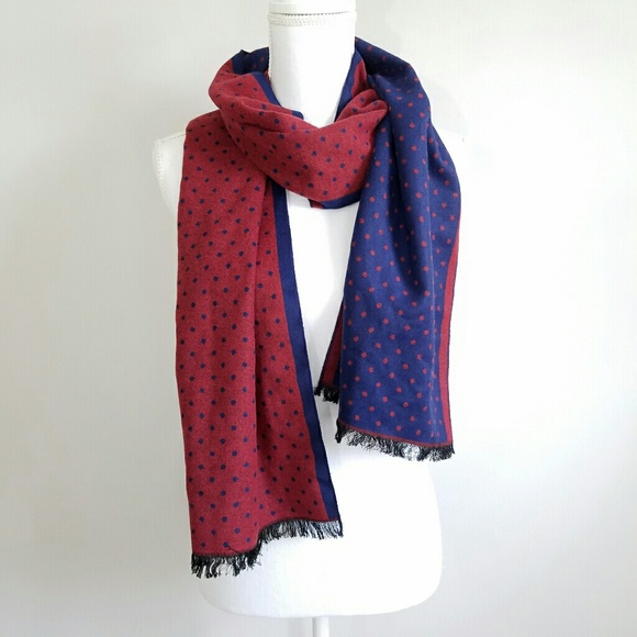 Isaac Mizrahi Accessories - *SOLD* Isaac Mizrahi Scarf Blue Red Polka Dot Soft